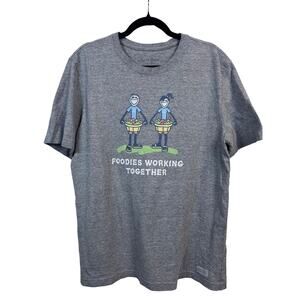 Life is Good Gray Foodies Working Together Graphic Tee Unisex Large